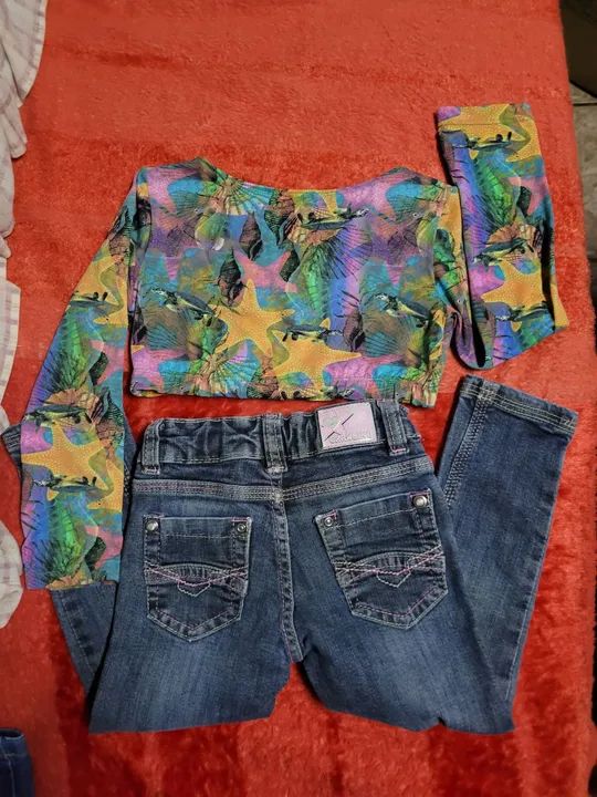 Conjunto Blusa e Calça Jeans Infantil 3 anos - Foto 2
