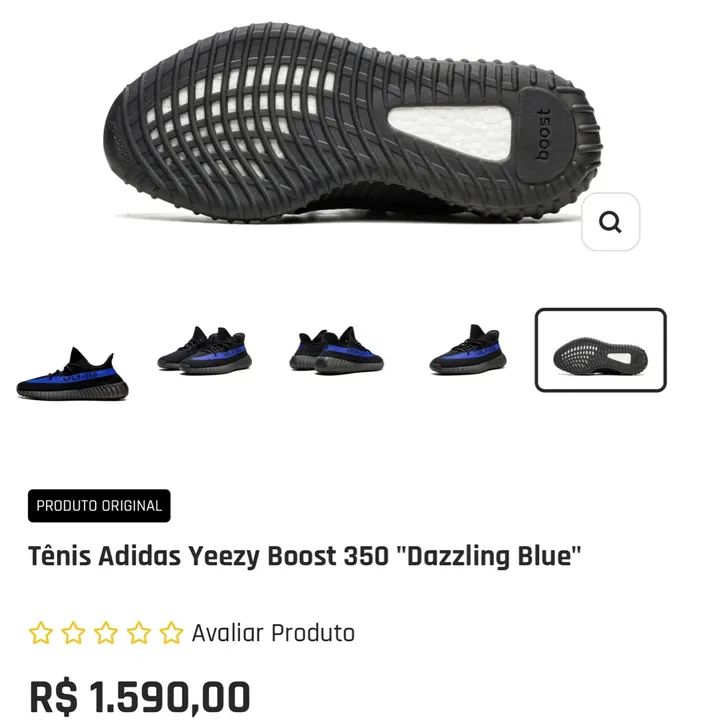 Tênis Adidas Yeezy Boost 350 "Dazzling Blue" TAM36 - Foto 3