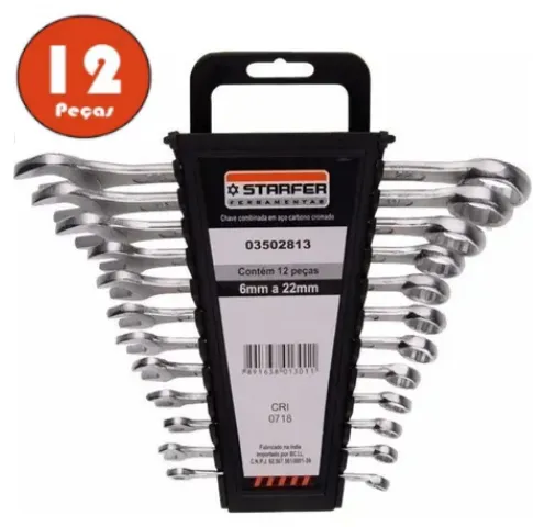 ** Kit / Jogo de Chaves Combinadas Staffer 6 mm a 22 MM 12 Peças Ferramentas z176 **