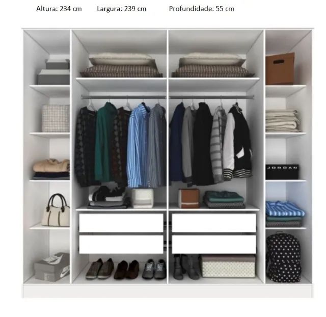 Guarda Roupa 6 Portas 4 Gavetas Super Lindo Novo Fazemos Entrega - Foto 2