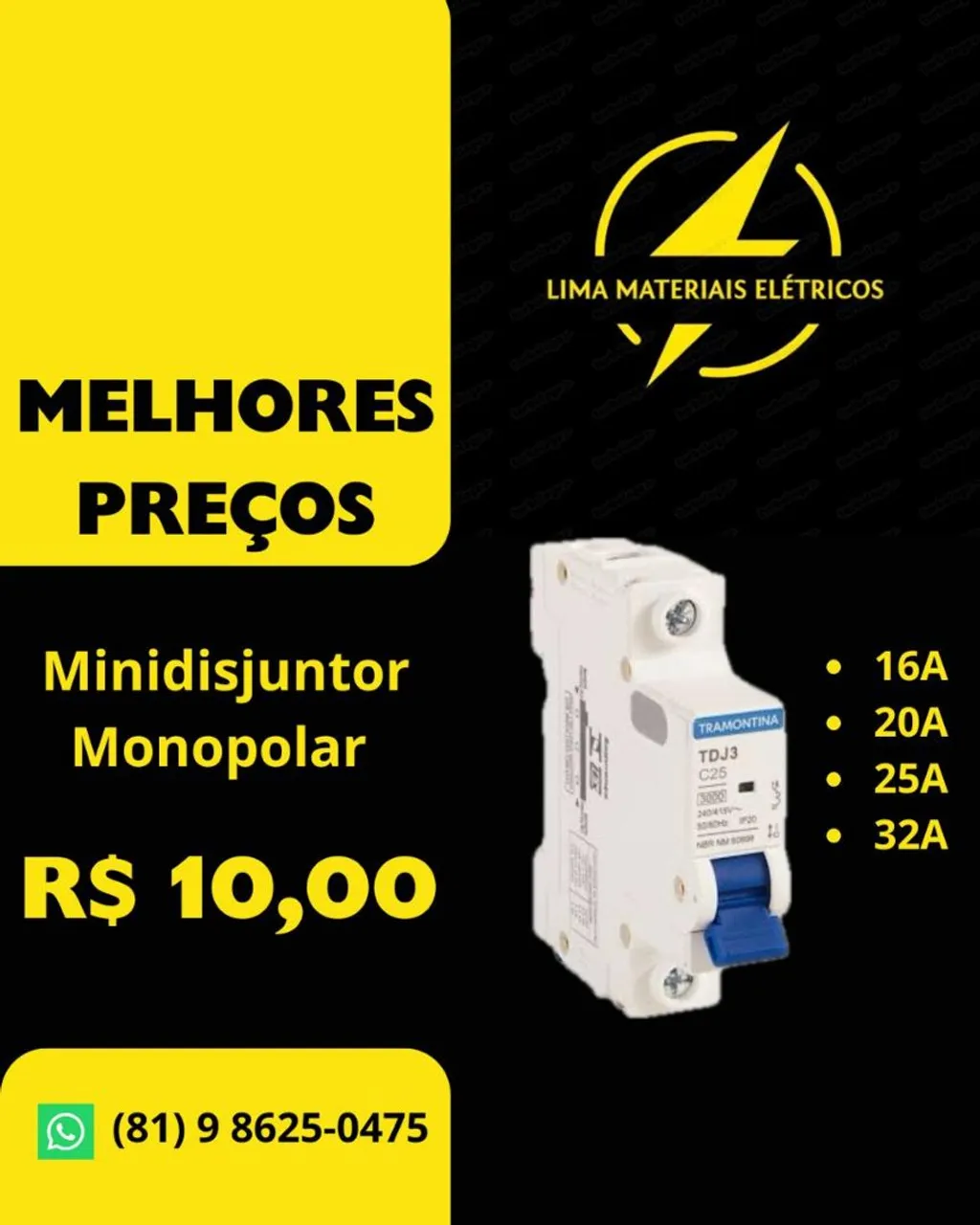 Minidisjuntor Monopolar Tramontina - Melhores Preços!