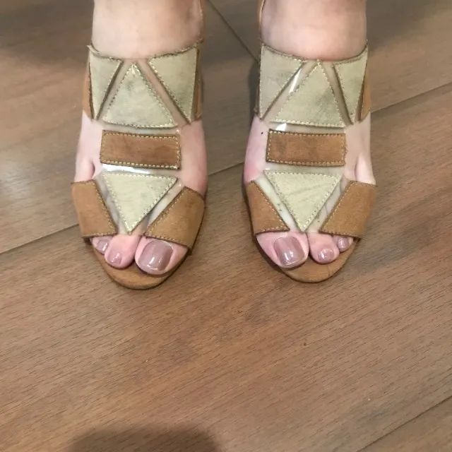 Sandália Marrom Em Tecido E Transparência Mamão Com Açúcar - Foto 3