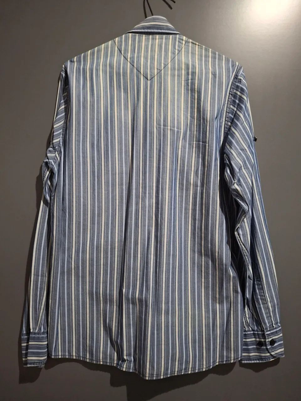 Camisa listrada azul masculina ADIL - Foto 3