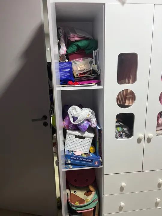 Guarda-roupa infantil branco com nichos - Foto 3