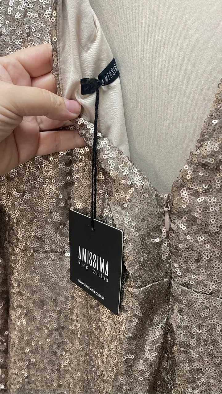 Vestido de paetês dourado Amissima  - Foto 3
