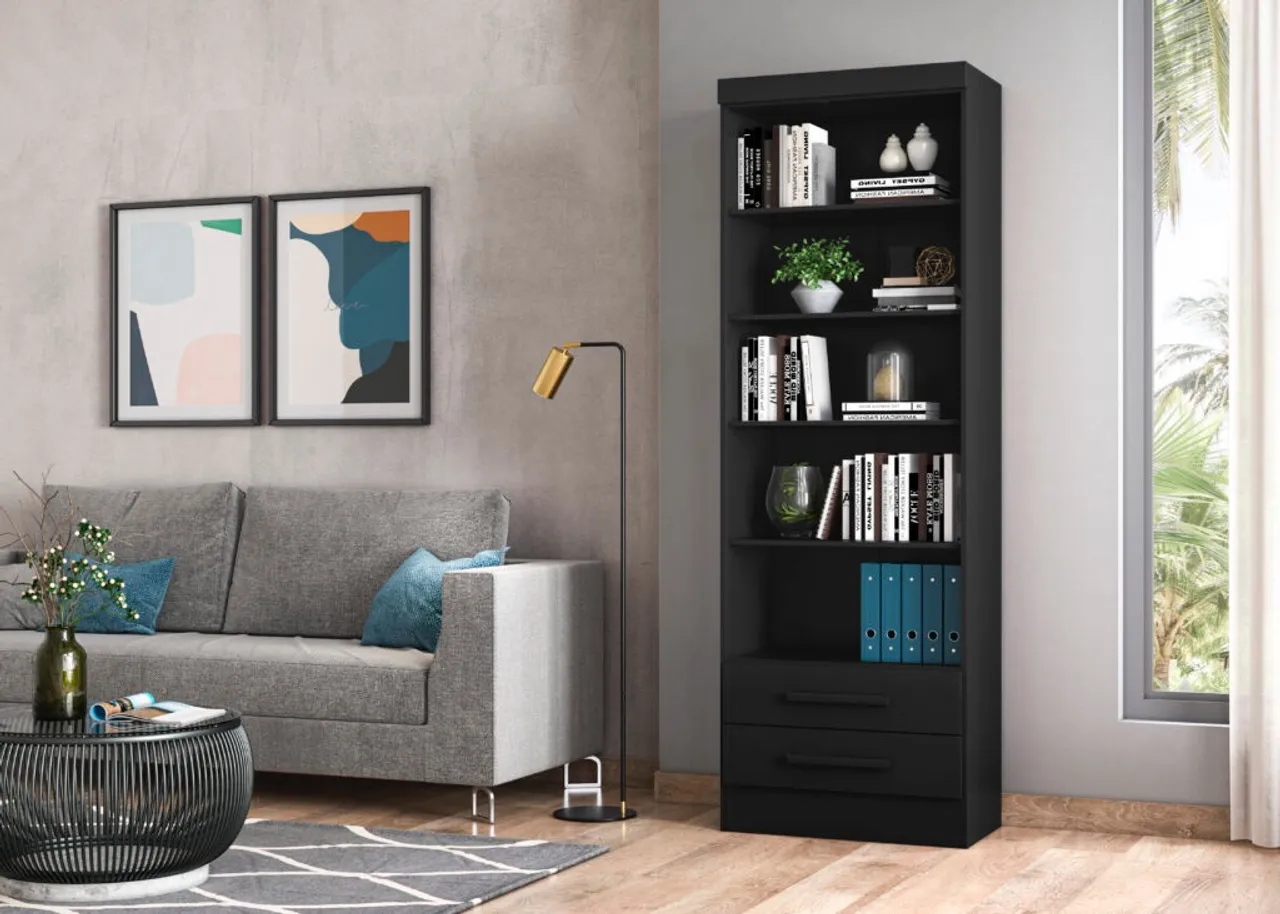 Livreiro Qmovi com 2 Gavetas - Entrega Imediata;