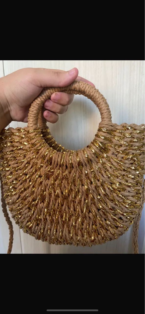Bolsa de palha dourada 63824618261891120
