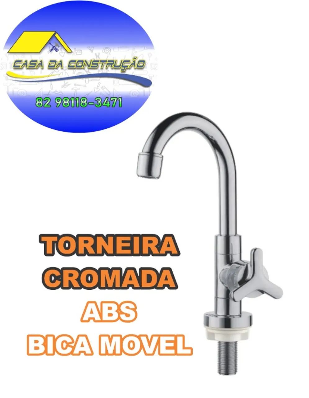 TORNEIRA LAVATO BICA ALTA CROMADA ABS 1/2 HERC 