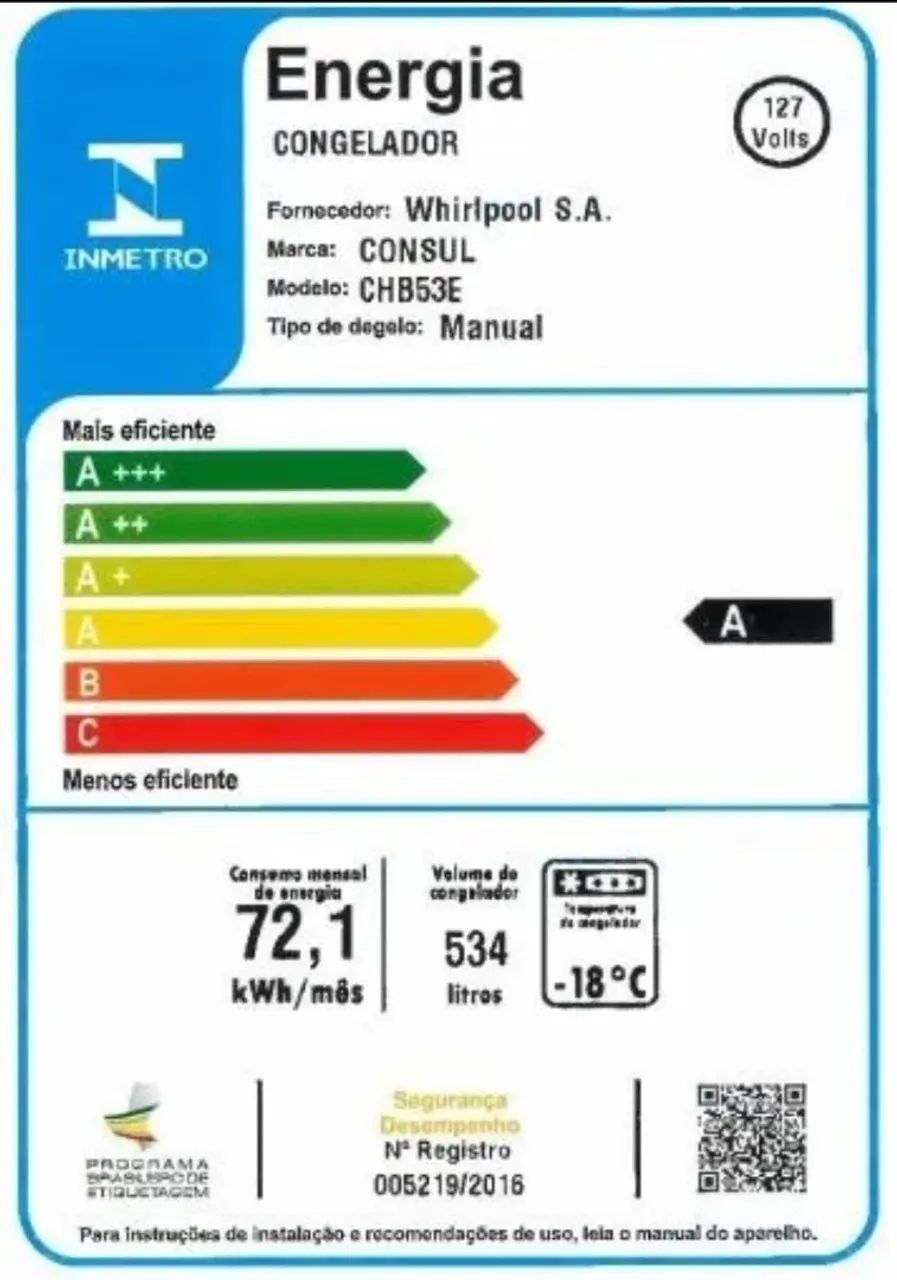 Freezer Horizontal Consul CHB53EB - 534 Litros - 127V - 10 vezes