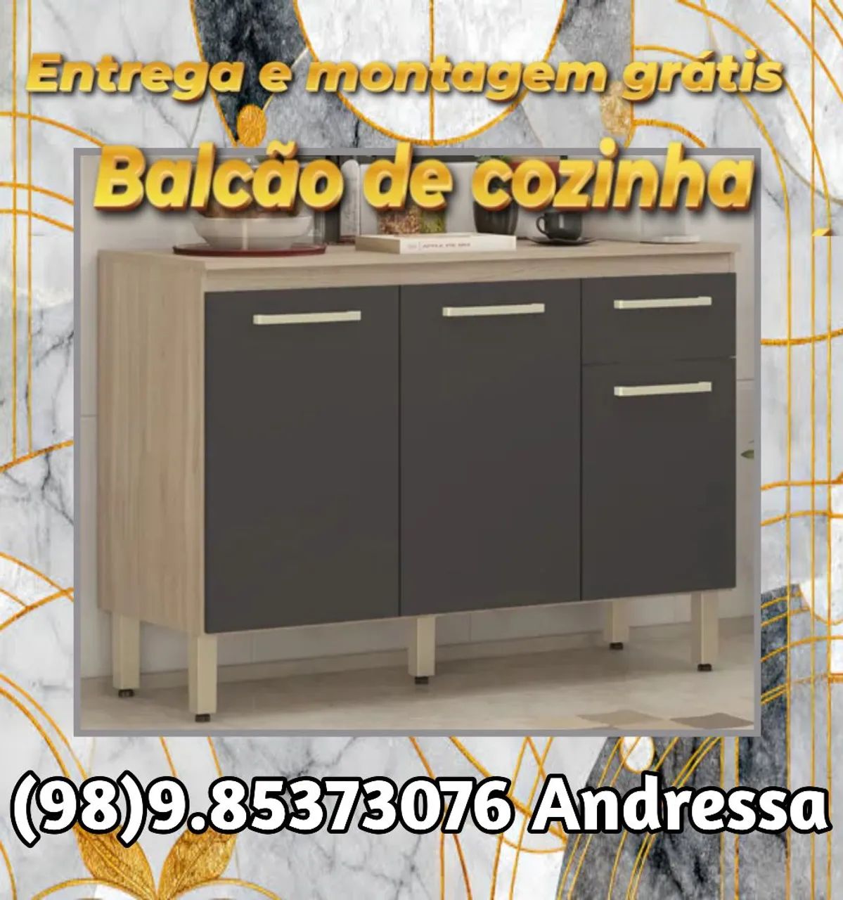 Balcão de Cozinha Grafite 