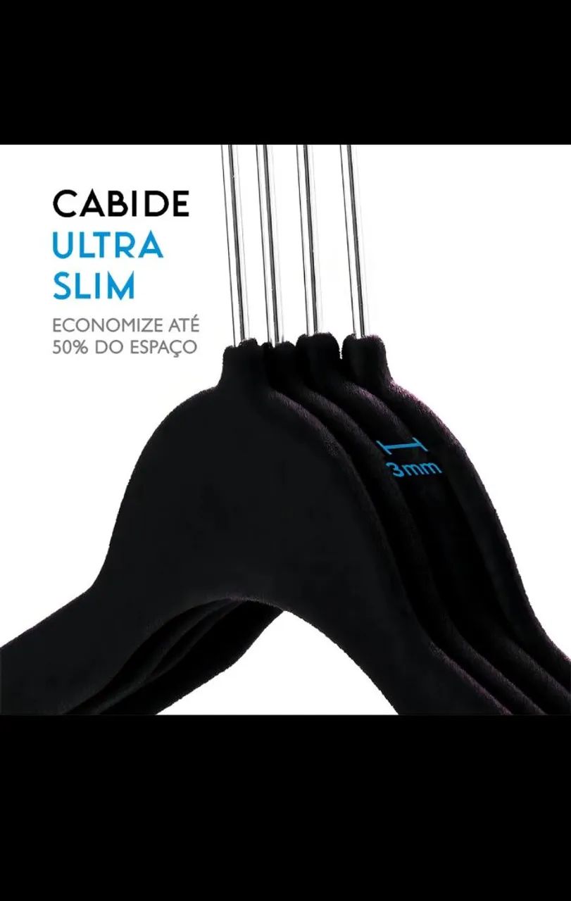 Cabides de Veludo Preto - Pacote com 5 Peças - Foto 3