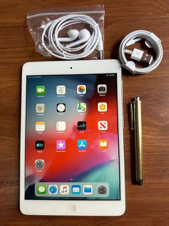 ipad mini 2 apple ios 12.5.7 16gb 2gb wifi bluetooth 7.9 stylus pencil cabo fones perfeito - Foto 5