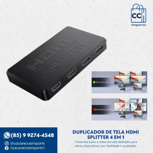 Duplicador de Tela HDMI 4 em 1 - Compatível com Xbox, PS4, PC e Notebook