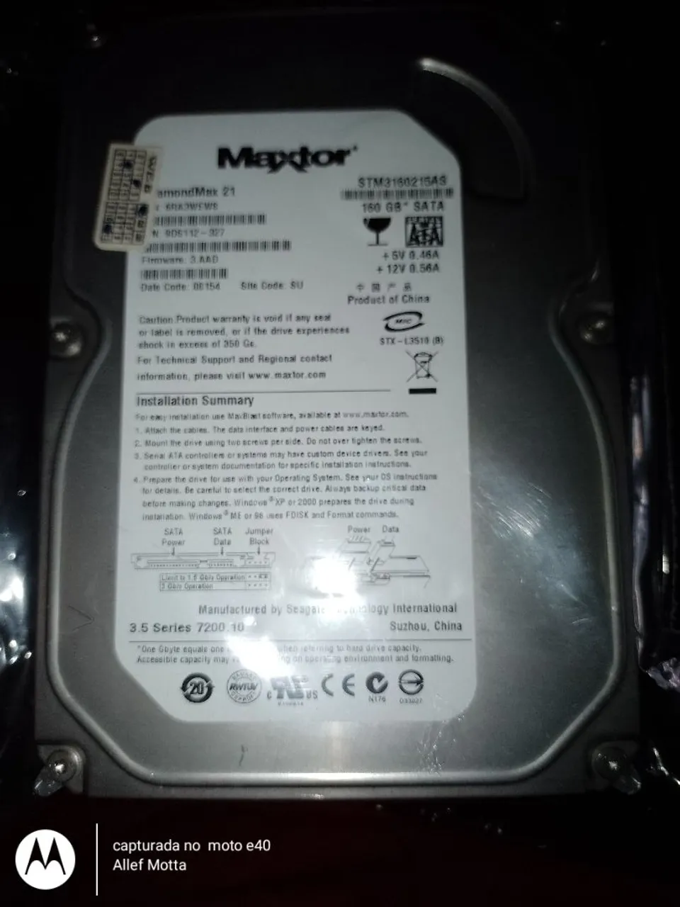 HD Maxtor 160GB SATA 3.5
