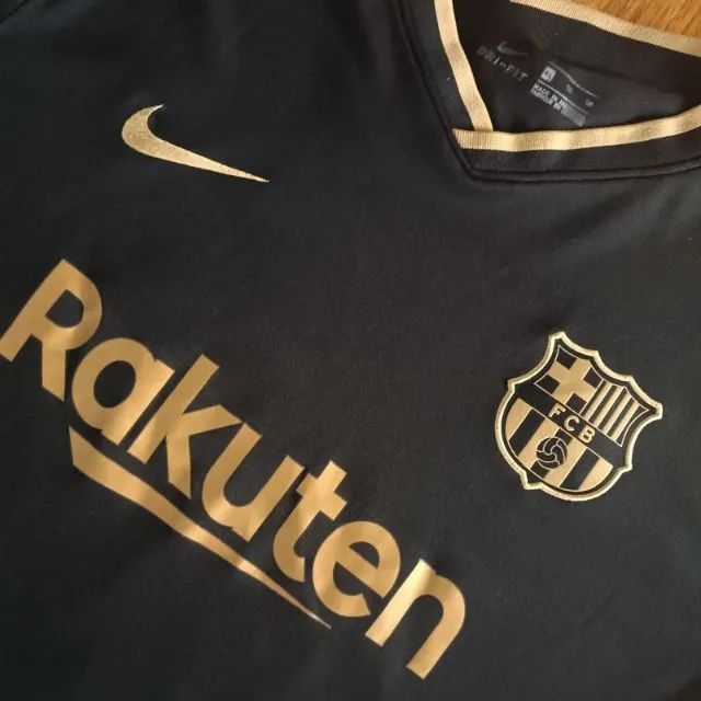 Camisa Original 2020 FC Barcelona Preta Dourada Nike GG - Foto 3