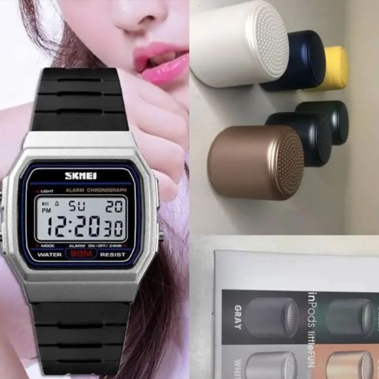 Relógio skmei + caixa Bluetooth 