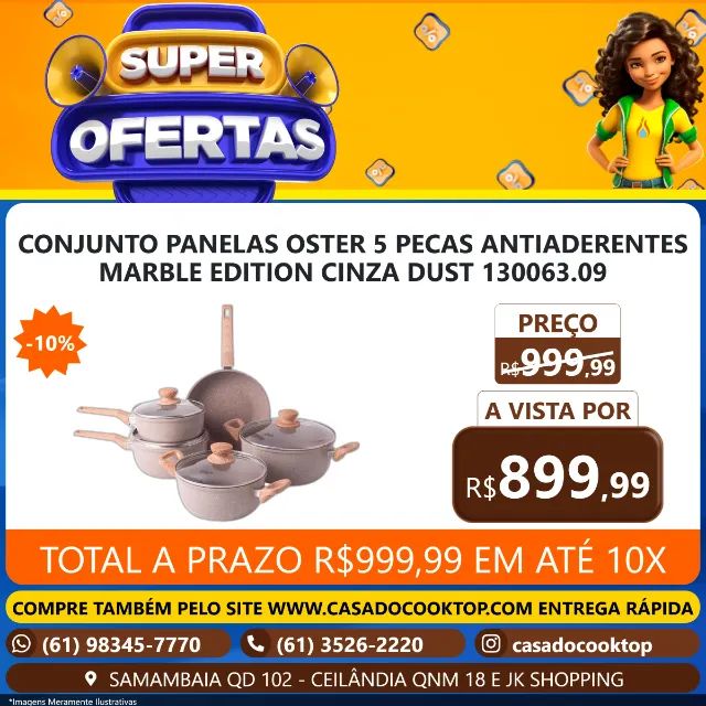 CONJUNTO PANELAS OSTER 5 PECAS ANTIADERENTES MARBLE EDITION CINZA DUST 130063.09