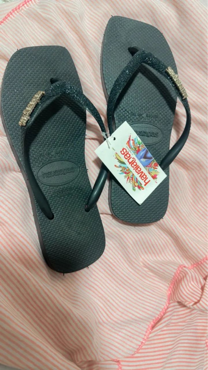 Havaianas Femininas Preta com Glitter - Foto 4