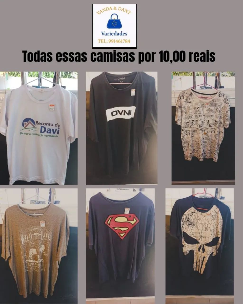 Camisas variadas por apenas 10,00 reais!