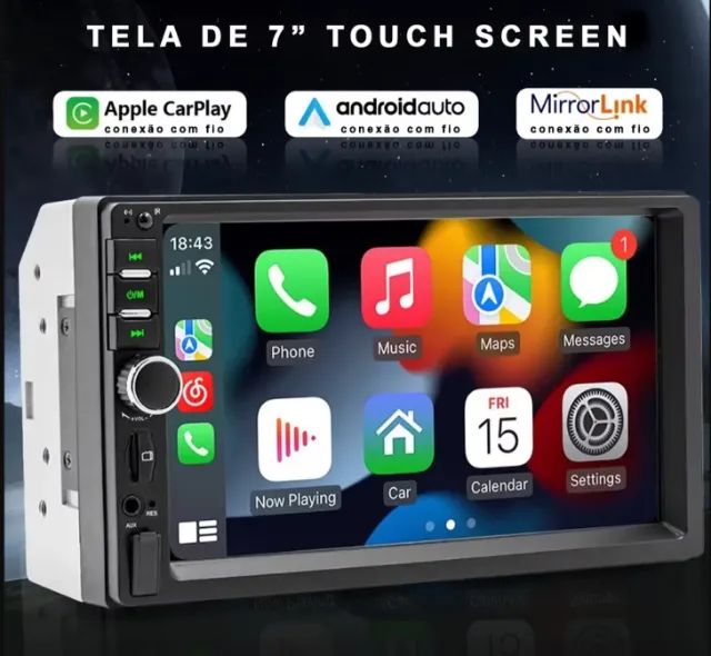 Central Multimidia MP5 2 Din 7" CarPlay Android Auto Espelhamento USB Bluetooth Camera ré - Foto 4