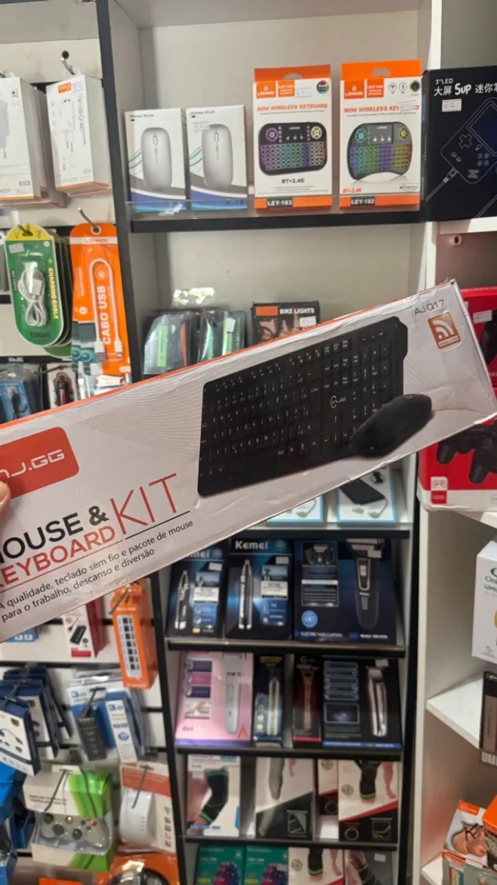 Kit Teclado sem fio + Mouse Sem Fio Wireless