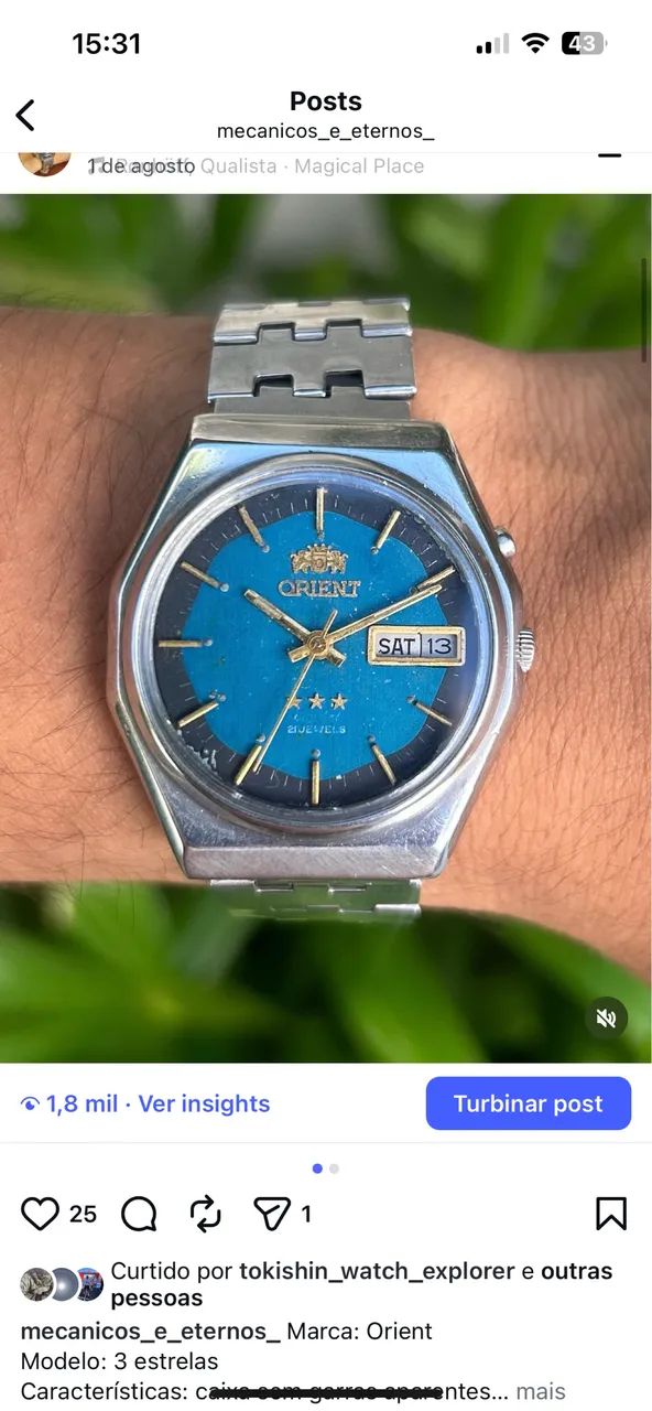 Orient azul relógio automático  - Foto 2
