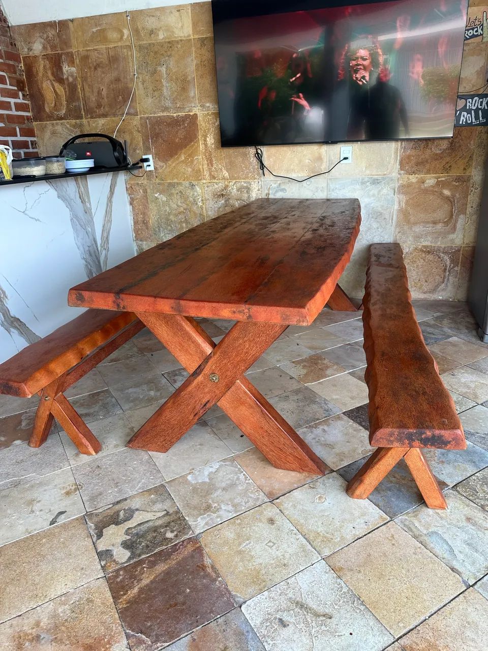 MESA MACIÇA RUSTICA DIREITO DE FÁBRICA  - Foto 2