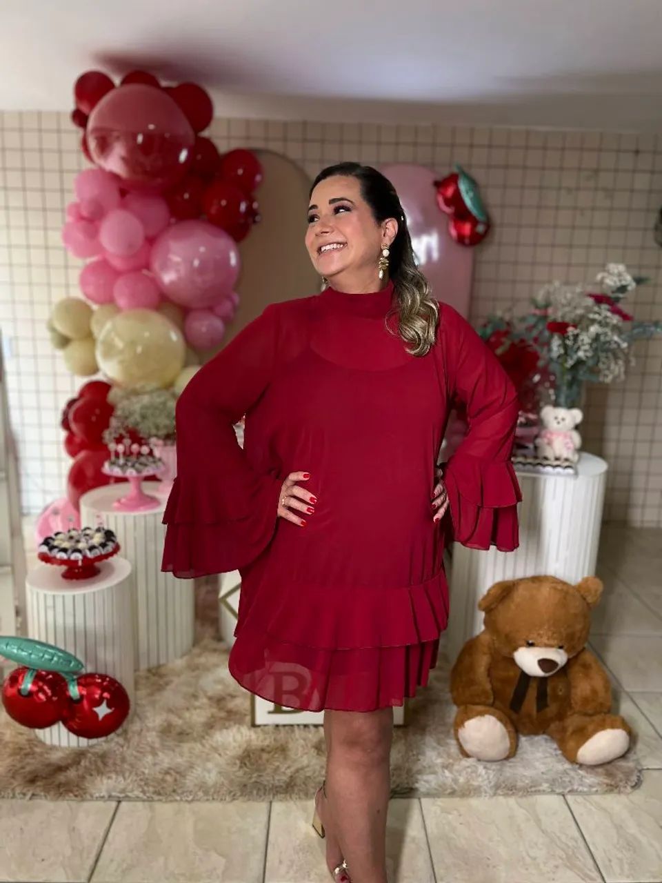 Vestido marsala babado - Foto 4