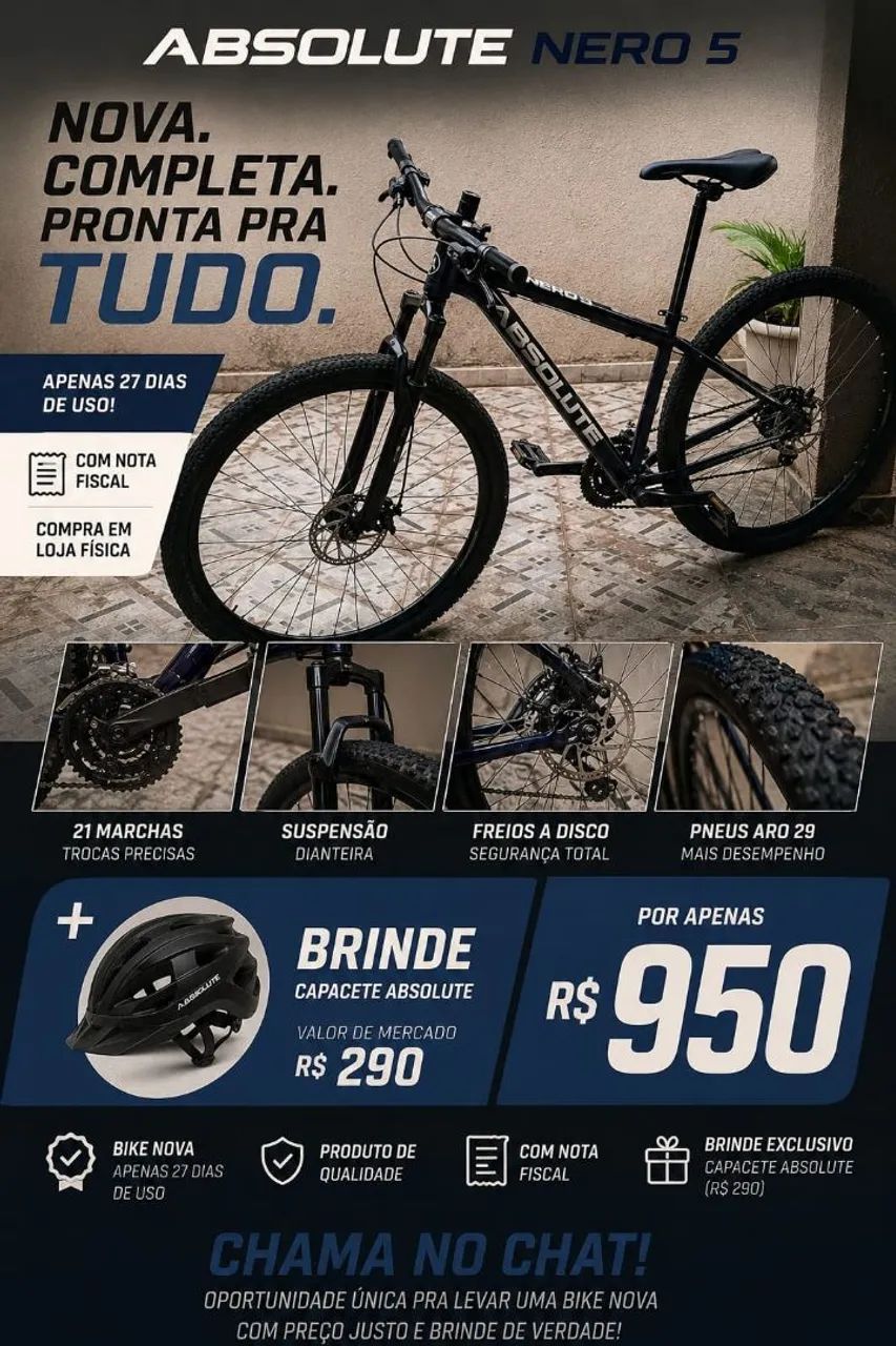 ABSOLUTE NERO 5 ARO 29 ? 27 DIAS DE USO + CAPACETE GRÁTIS ?