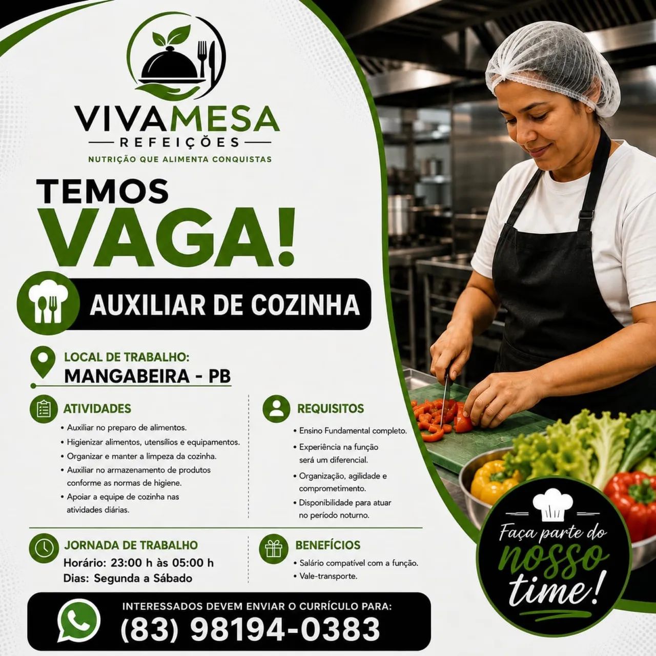 Vaga para aux de cozinha 