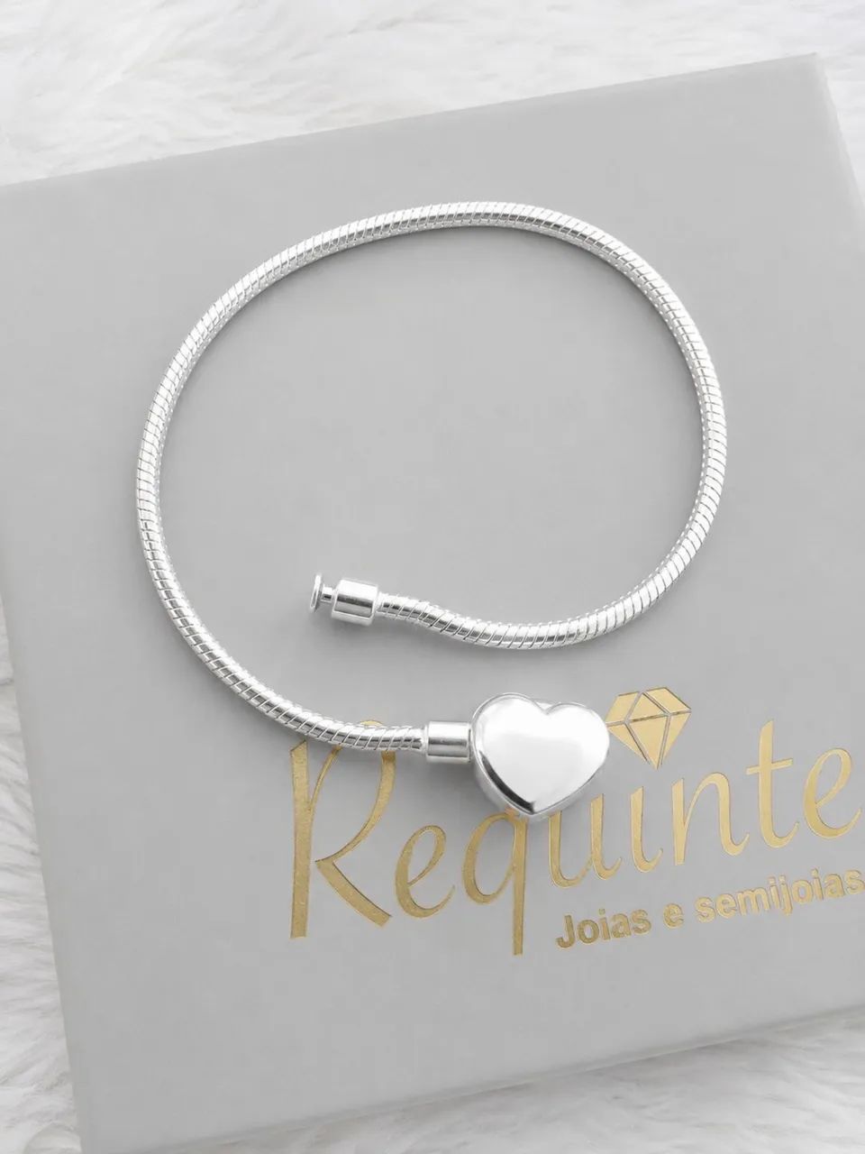 PULSEIRA PRATA 925 para BERLOQUE fecho CORAÇÃO LISO - Foto 2