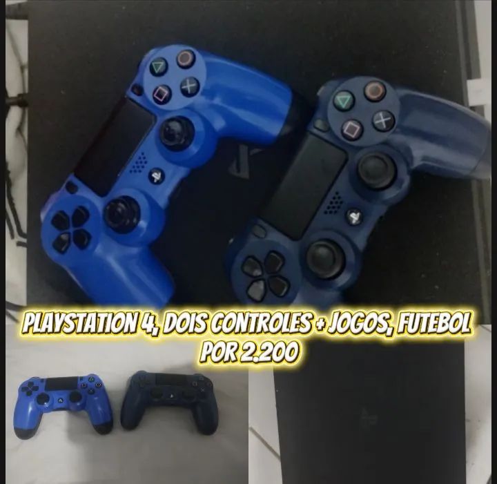 Playstation 4 com dois controles e jogos 