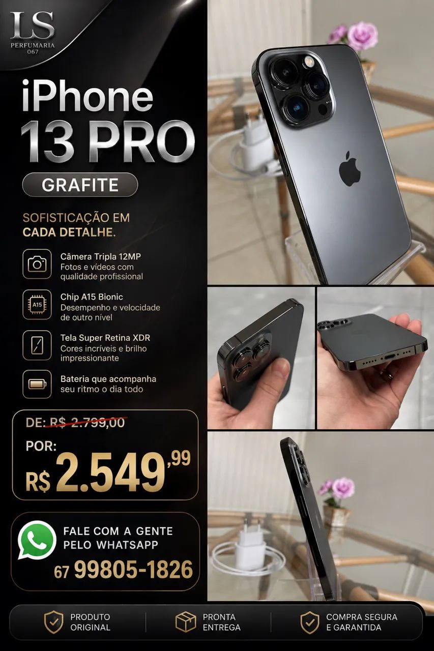 iPhone 13 Pro 256 GB 83% bateria Face ID Ok todo original
