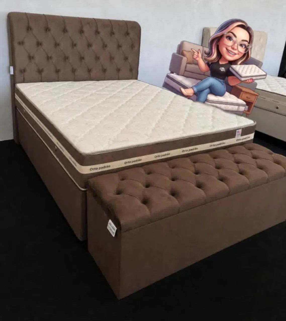 Cama Queen completa 4 itens 
