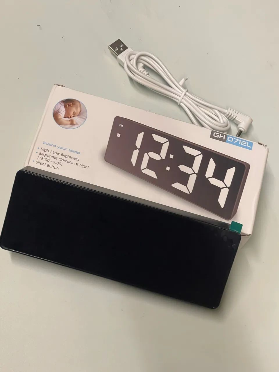 Relógio Digital De Mesa USB E Pilha Com Despertador Data E Temperatura Linha Premium - Foto 2