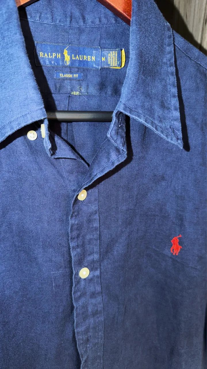 Camisa de Linho Ralph Lauren - Azul - M - Foto 4