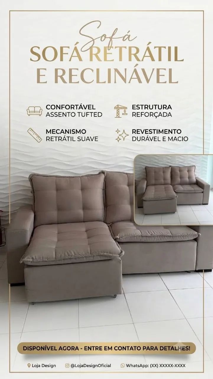 Sofá retrátil 2.20