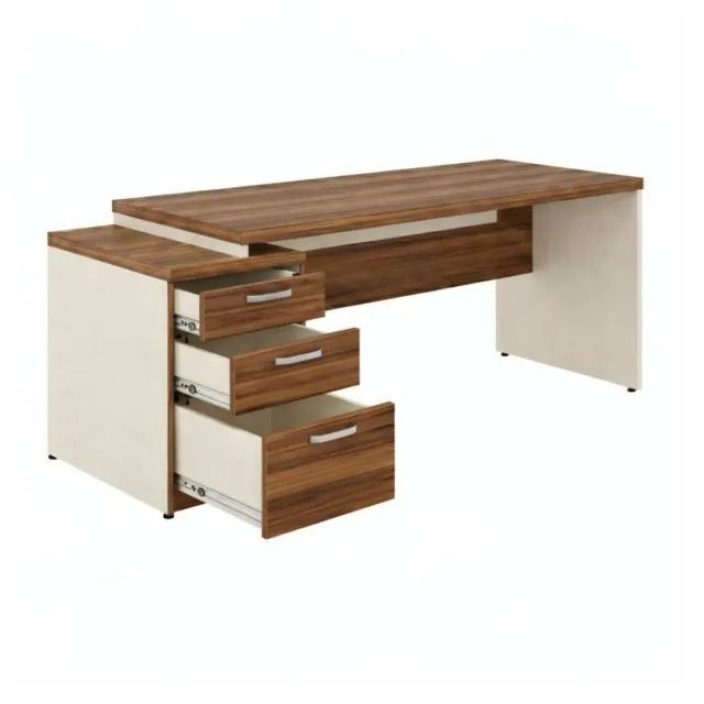 Mesa Para Escritório Com Gaveteiro E Fechadura Tampo Reforçado Amadeirado - 34405