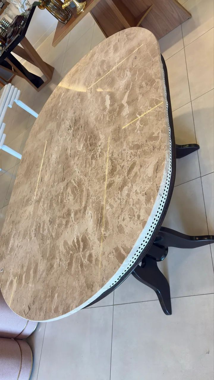 Mesa em madeira maciça e pedra travertino  - Foto 3