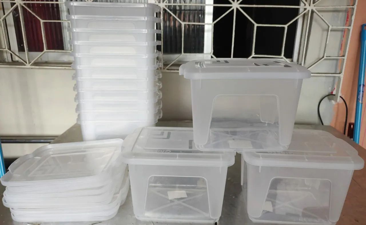 Kit 14 potes de plástico com tampa 3L