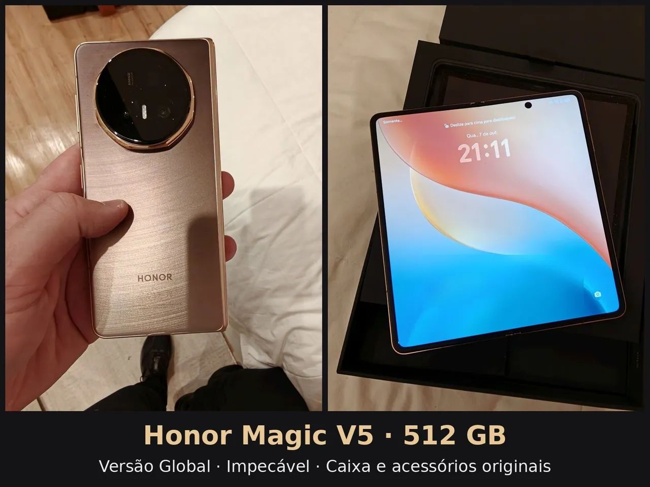 Honor Magic V5 512GB Versão Global - Impecável, Caixa e Acessórios