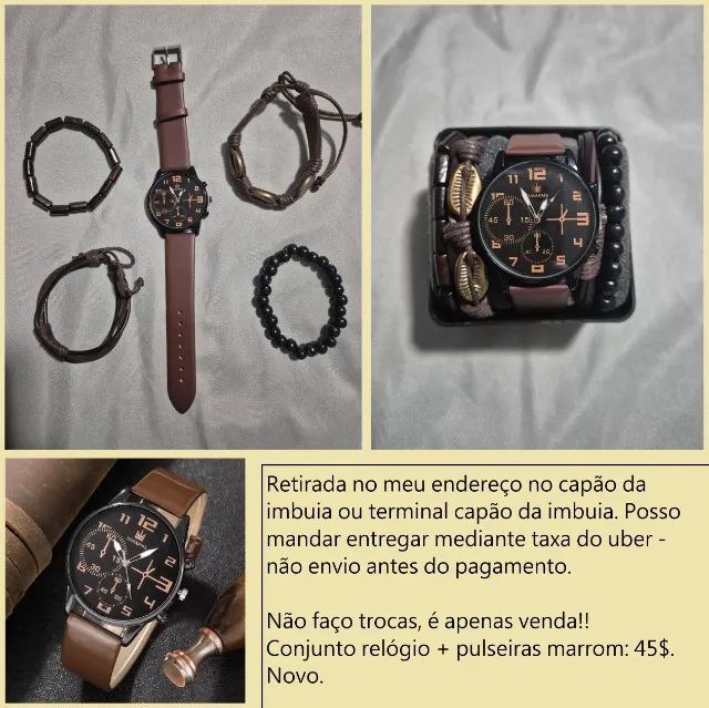 Kit relógio + pulseiras