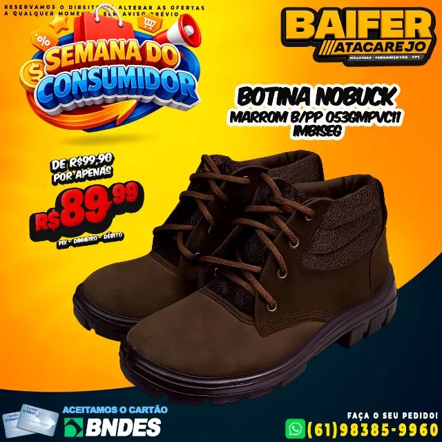 Botina Nobuck Marrom B/PP 053GMPVC11 Imbiseg