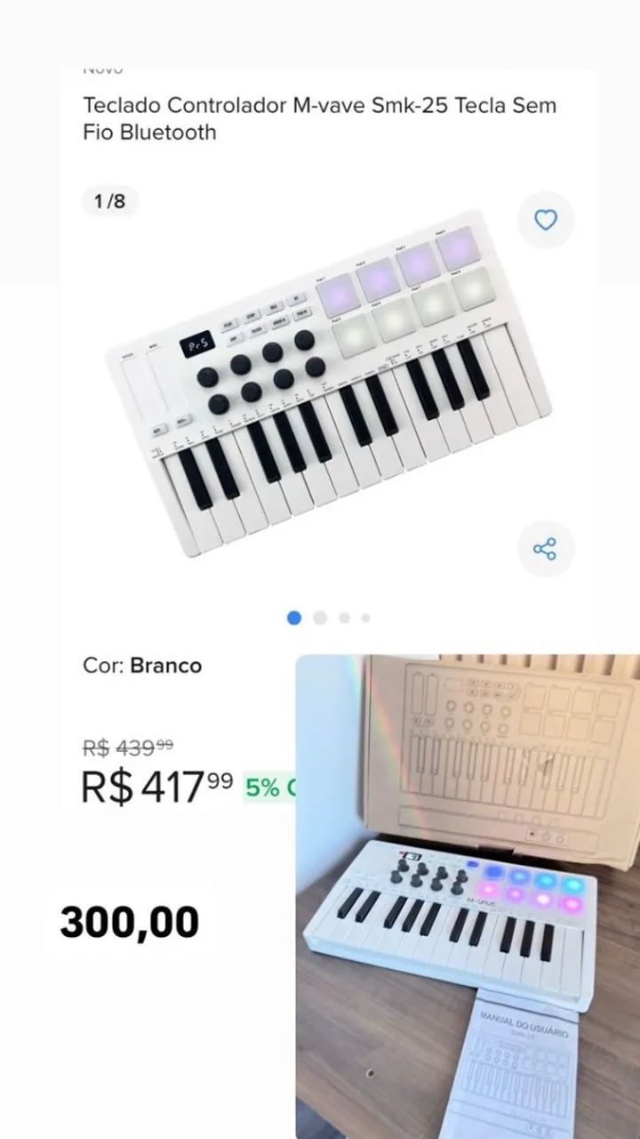 Teclado Controlador Midi SMMK-25 MVAVE
