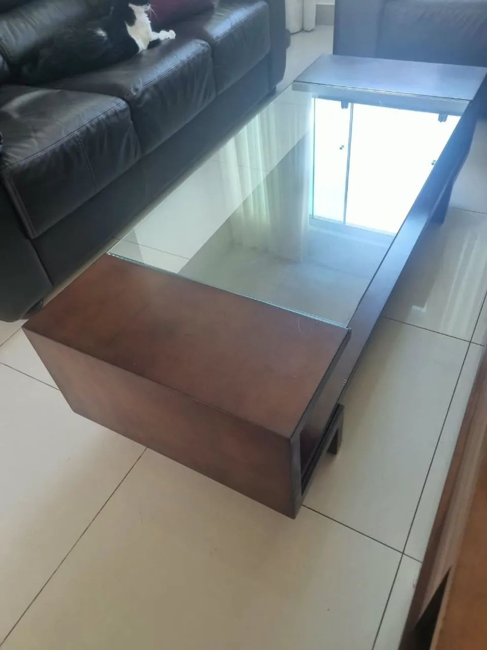 Mesa de centro madeira e vidro - Foto 2