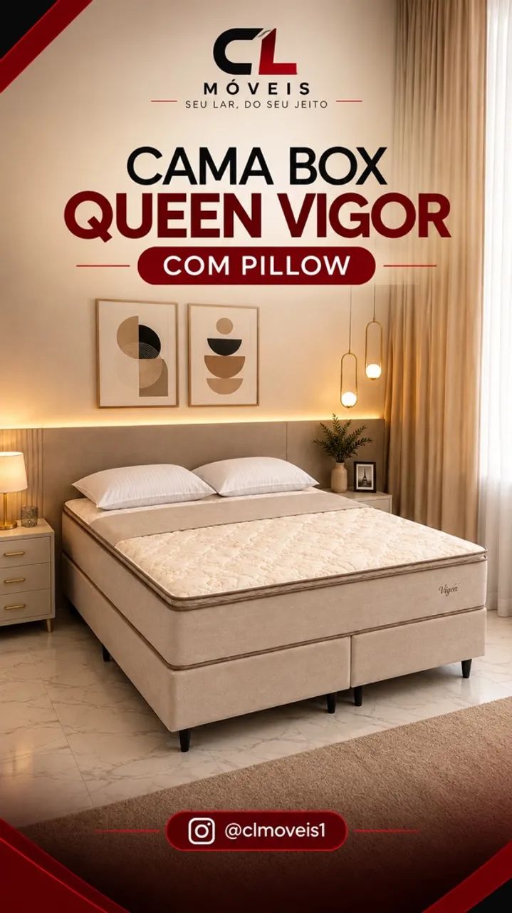 Cama box queen vigor com pillow