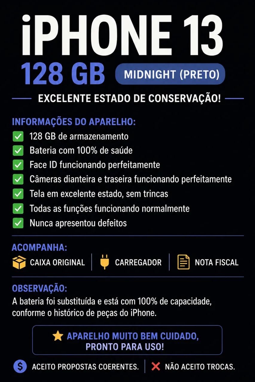 Iphone 13 - Midnight (preto) 128gb 