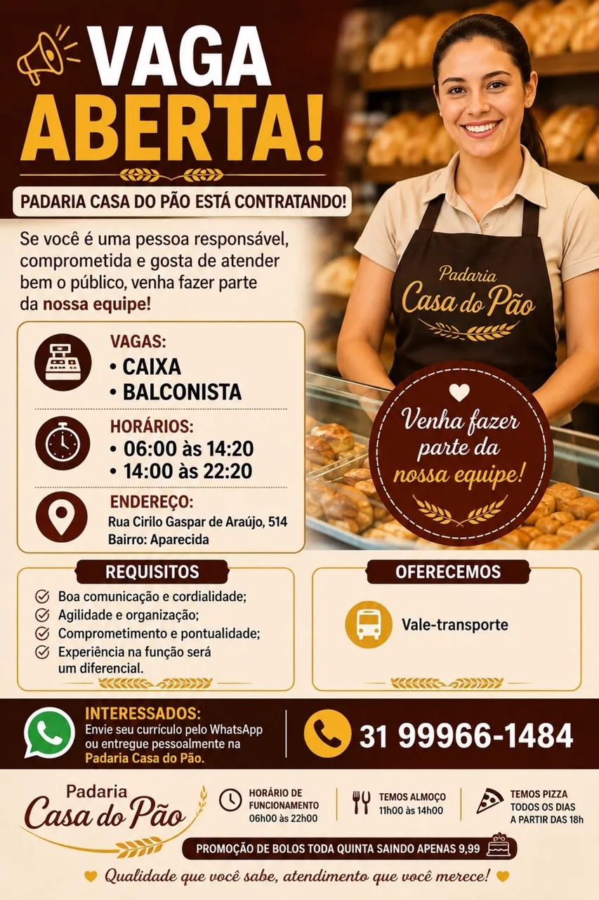 Atendente e caixa 