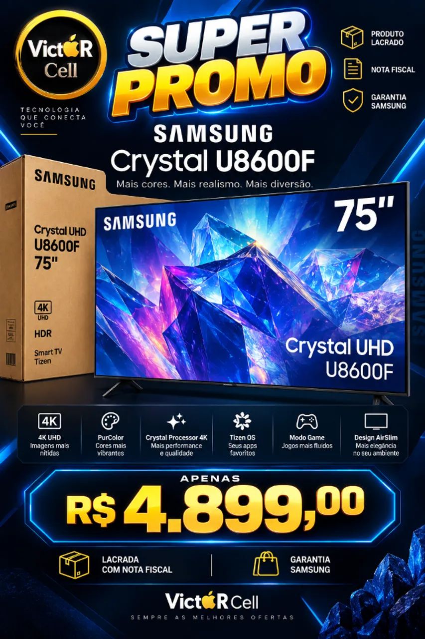Smart TV Samsung 75 Polegadas | Lacrada | Nota Fiscal 