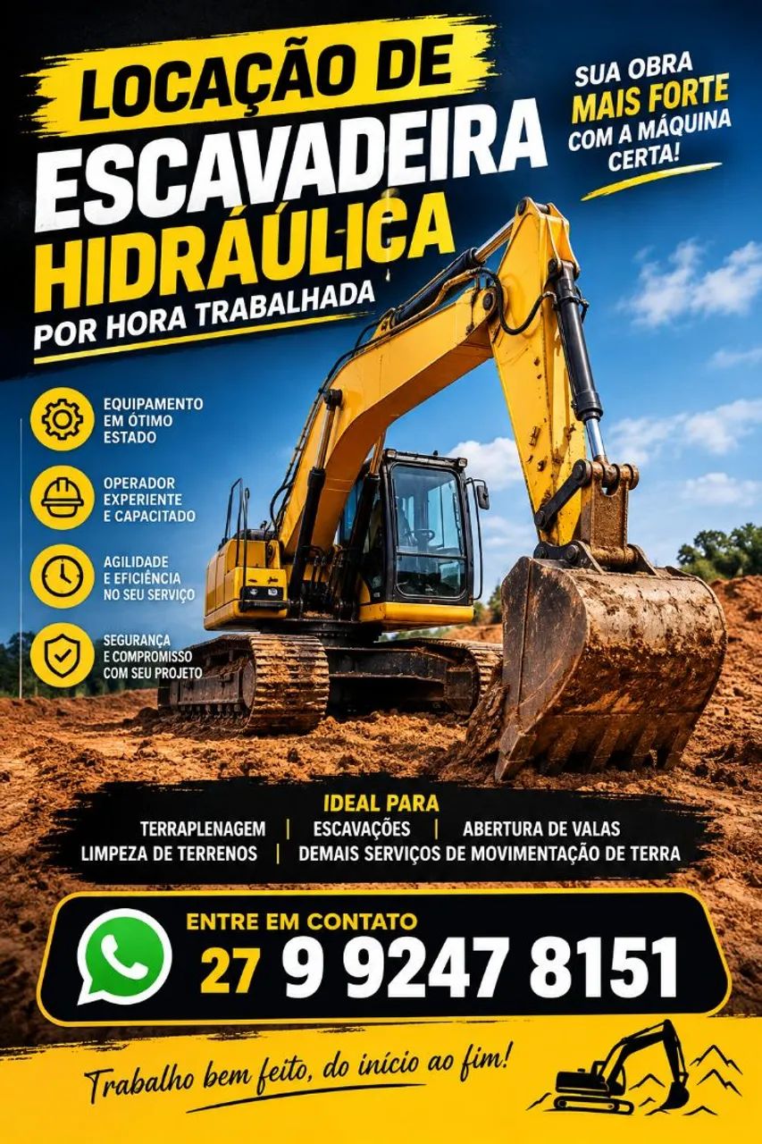 Aluguel de escavadeira hidráulica 